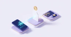 Ilustração 3D comparando a assinatura eletrônica feita no celular com a assinatura digital com certificado em cartão e token, ambas validando o mesmo documento